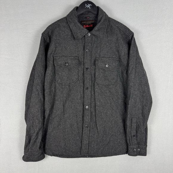 Schott Other - Schott CPO Wool Blend Shirt Shacket Men's Large Charcoal Gray Military Utility